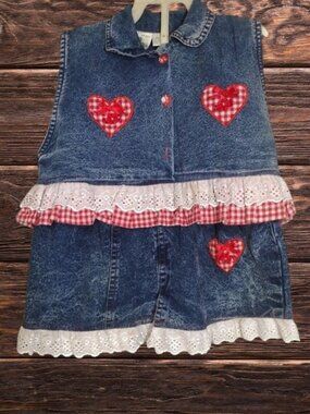 POP KIDS Denim Dress Set with Vest and Skirt Size 6X